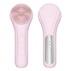 Pink electric silicone facial cleansing brush with heating function
