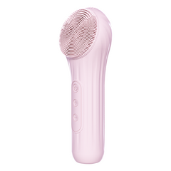 Pink electric silicone facial cleansing brush with heating function